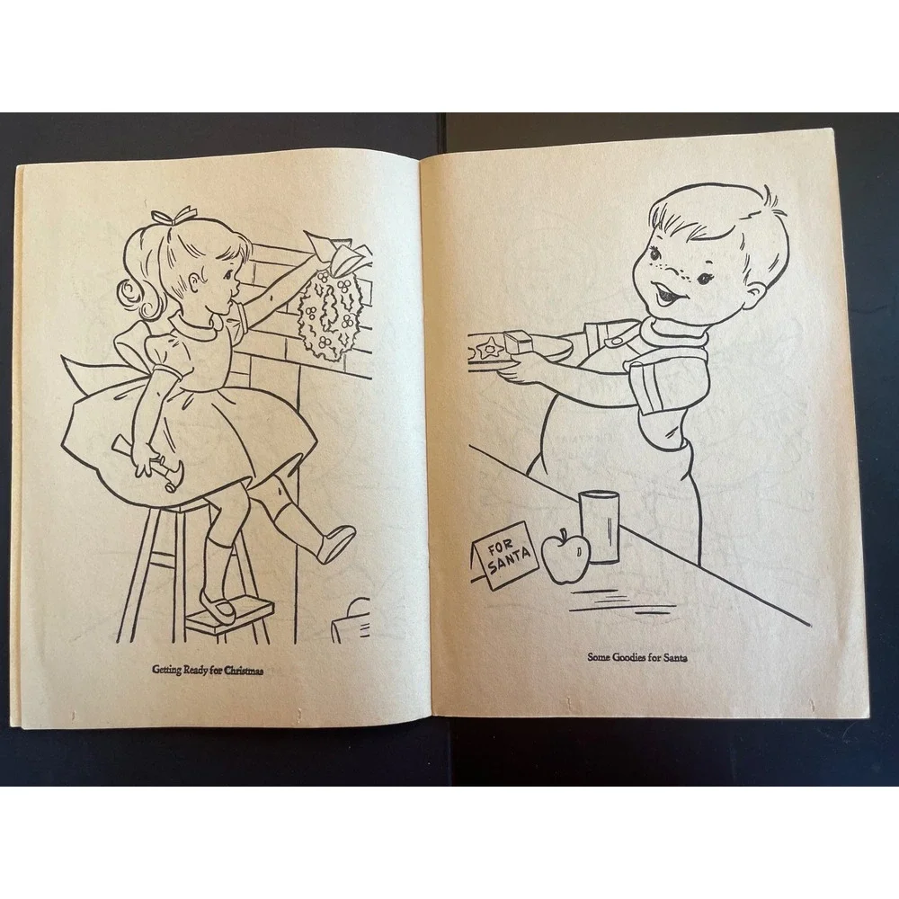 Vintage Christmas Coloring Book Santa‎ Elves Lowe Unused